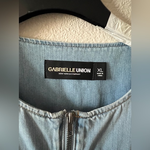 Gabrielle Union & NYC Belted Zip-Front Denim Jumpsuit XL - Picture 9 of 10